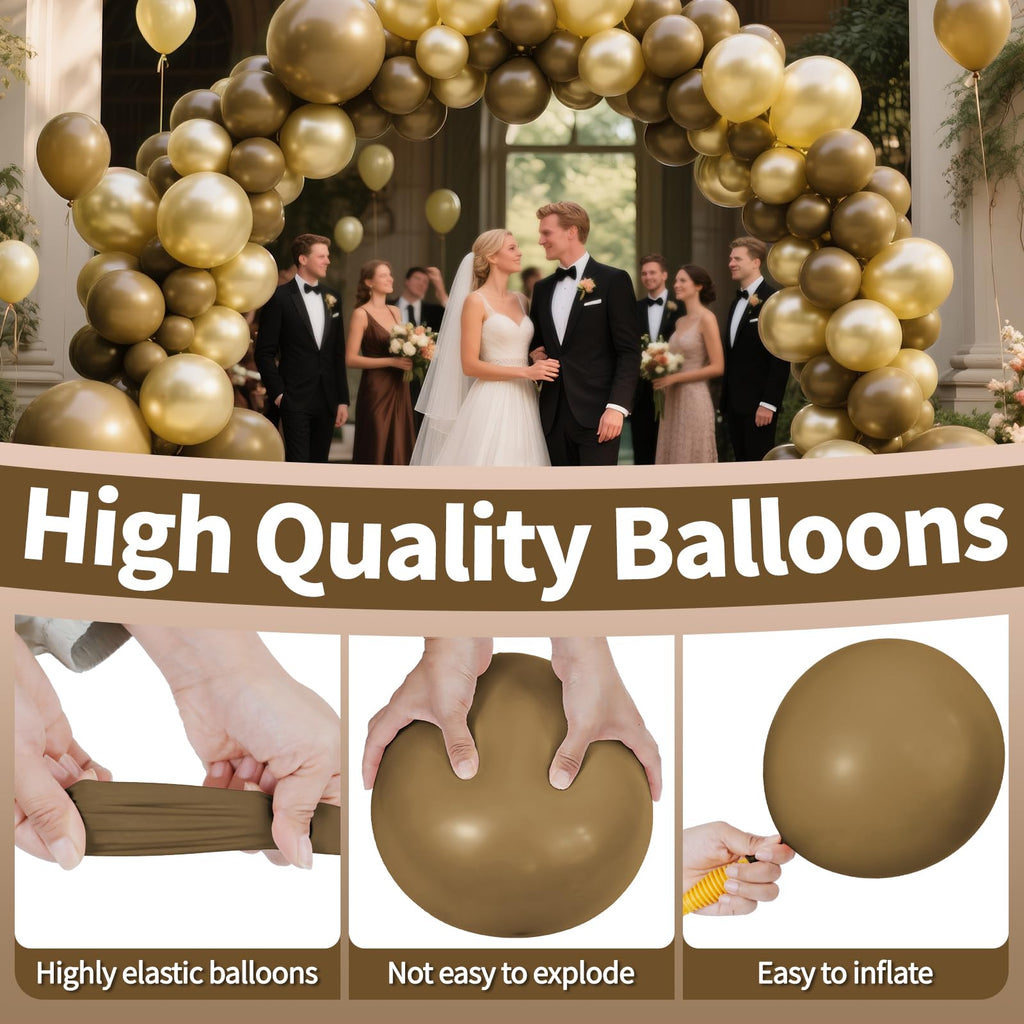 KAWKALSH Brown Balloon 12 Inch – 110ct Latex Balloons for Rustic Weddings & Autumn Decor