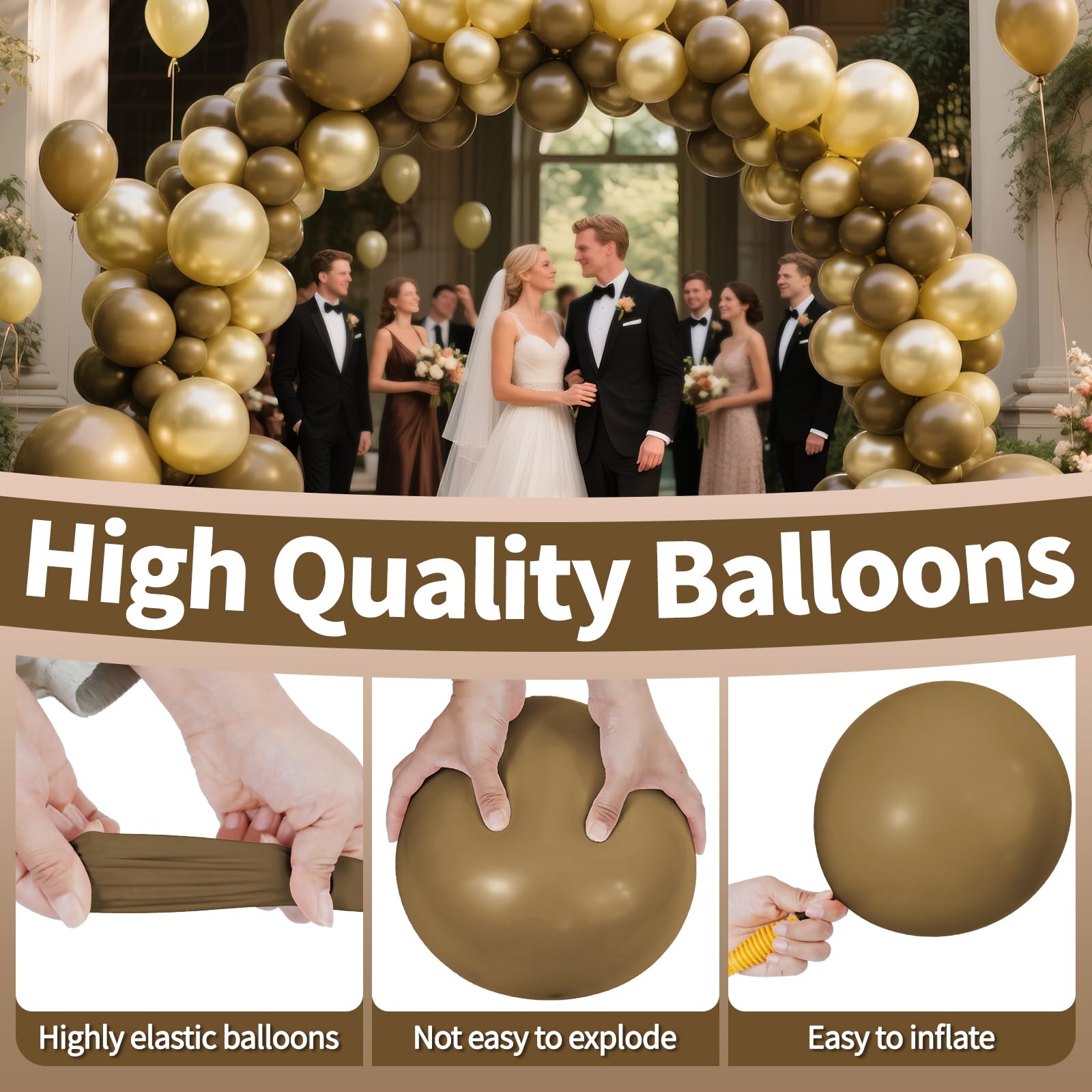 KAWKALSH Brown Balloon 12 Inch – 110ct Latex Balloons for Rustic Weddings & Autumn Decor