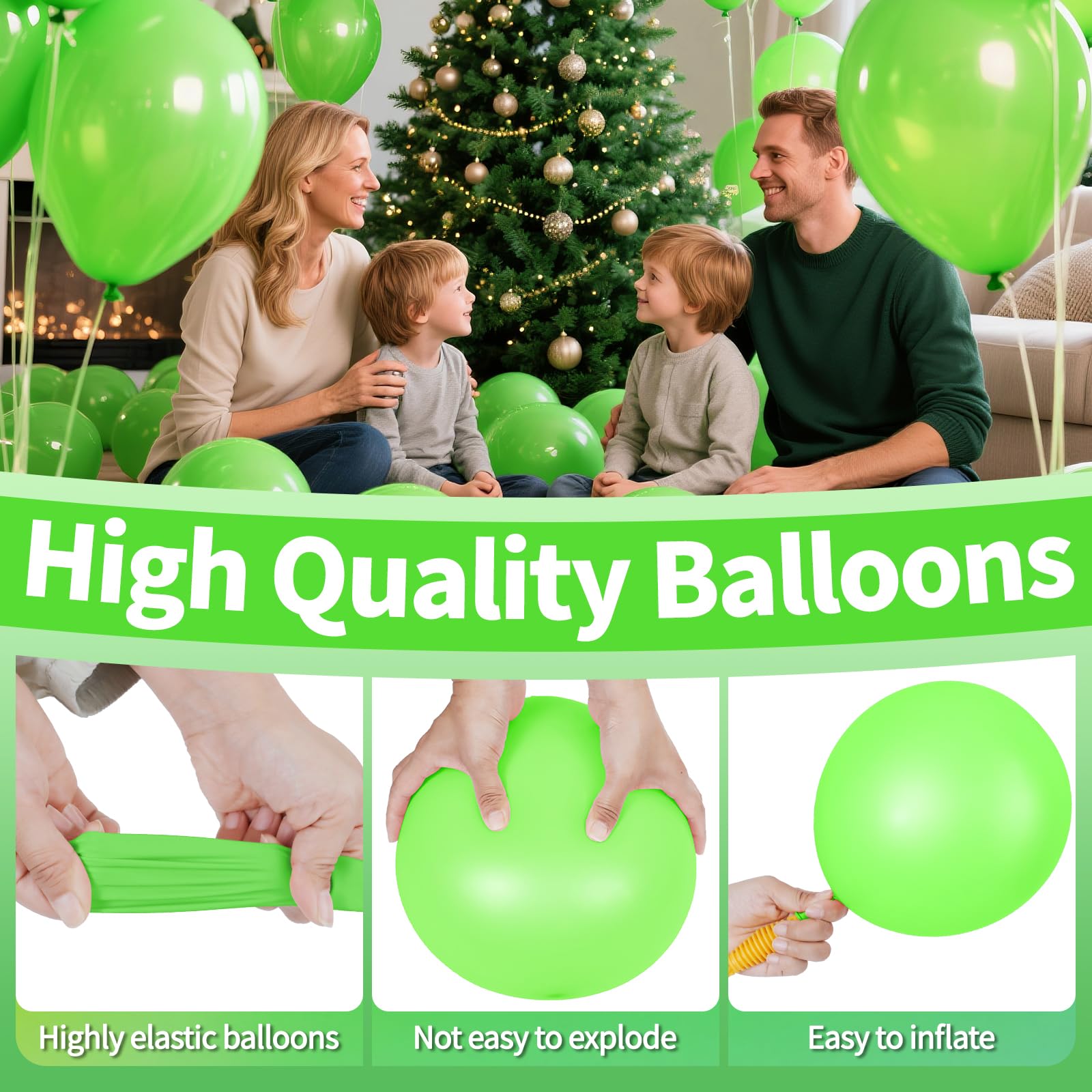 KAWKALSH Lime Green Latex Balloons – 110 Pack, 12in Party Decor