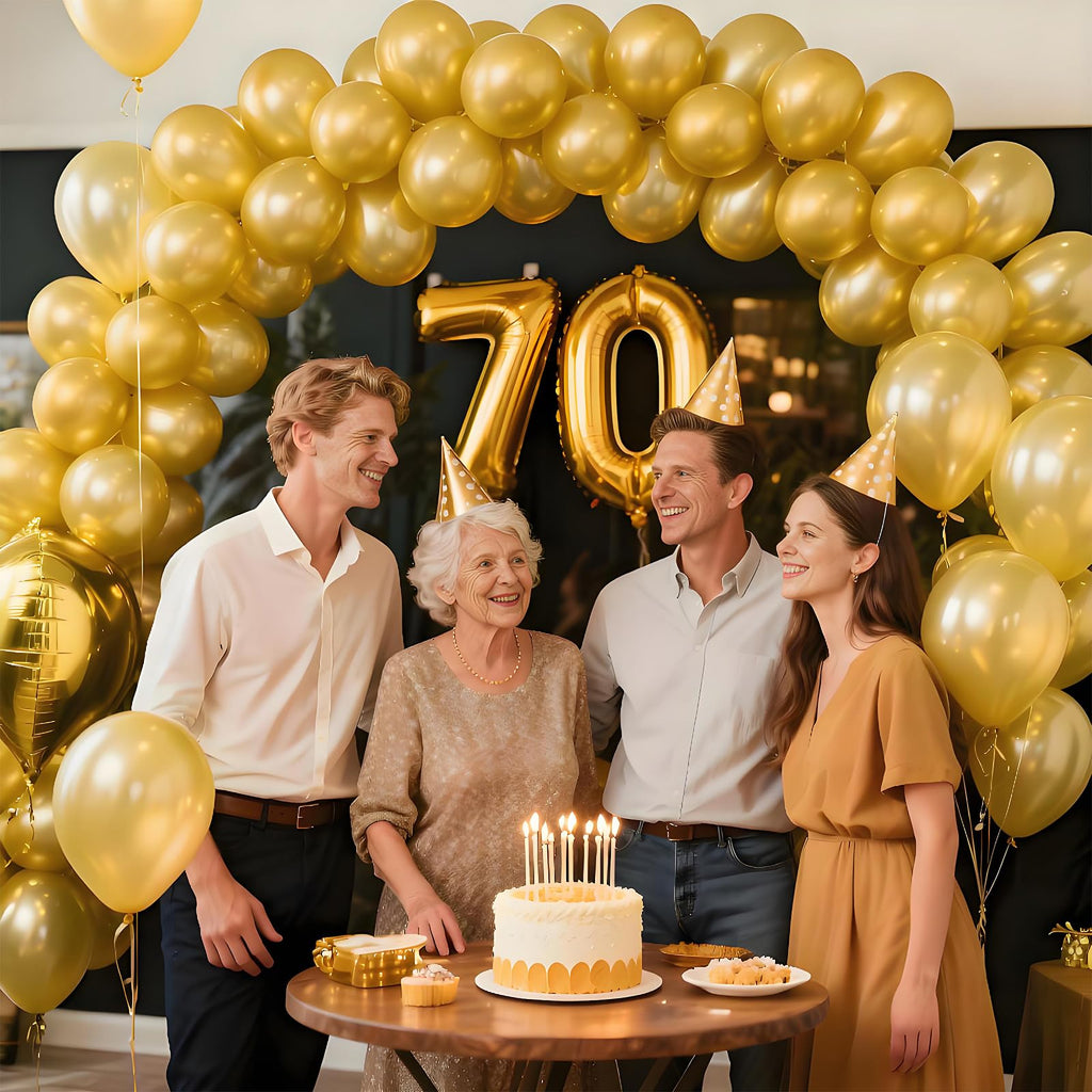 KAWKALSH Metallic Gold Balloons 12in – 110ct Latex for Luxe Events