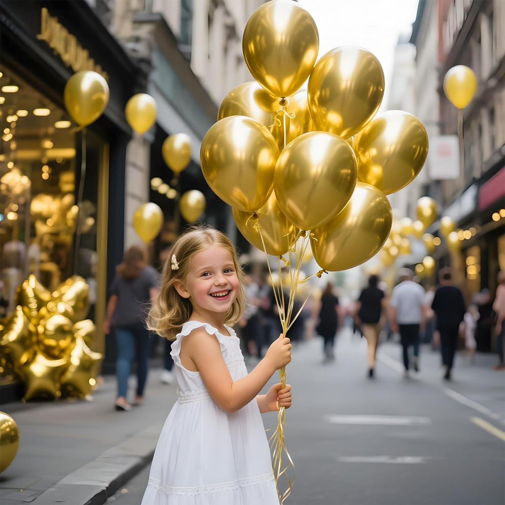KAWKALSH Metallic Gold Balloons 12in – 110ct Latex for Luxe Events