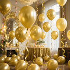 KAWKALSH Metallic Gold Balloons 12in – 110ct Latex for Luxe Events