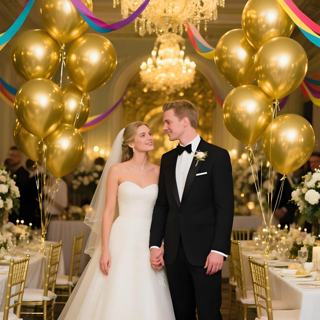 KAWKALSH Metallic Gold Balloons 12in – 110ct Latex for Luxe Events