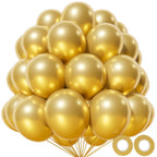 KAWKALSH Metallic Gold Balloons 12in – 110ct Latex for Luxe Events