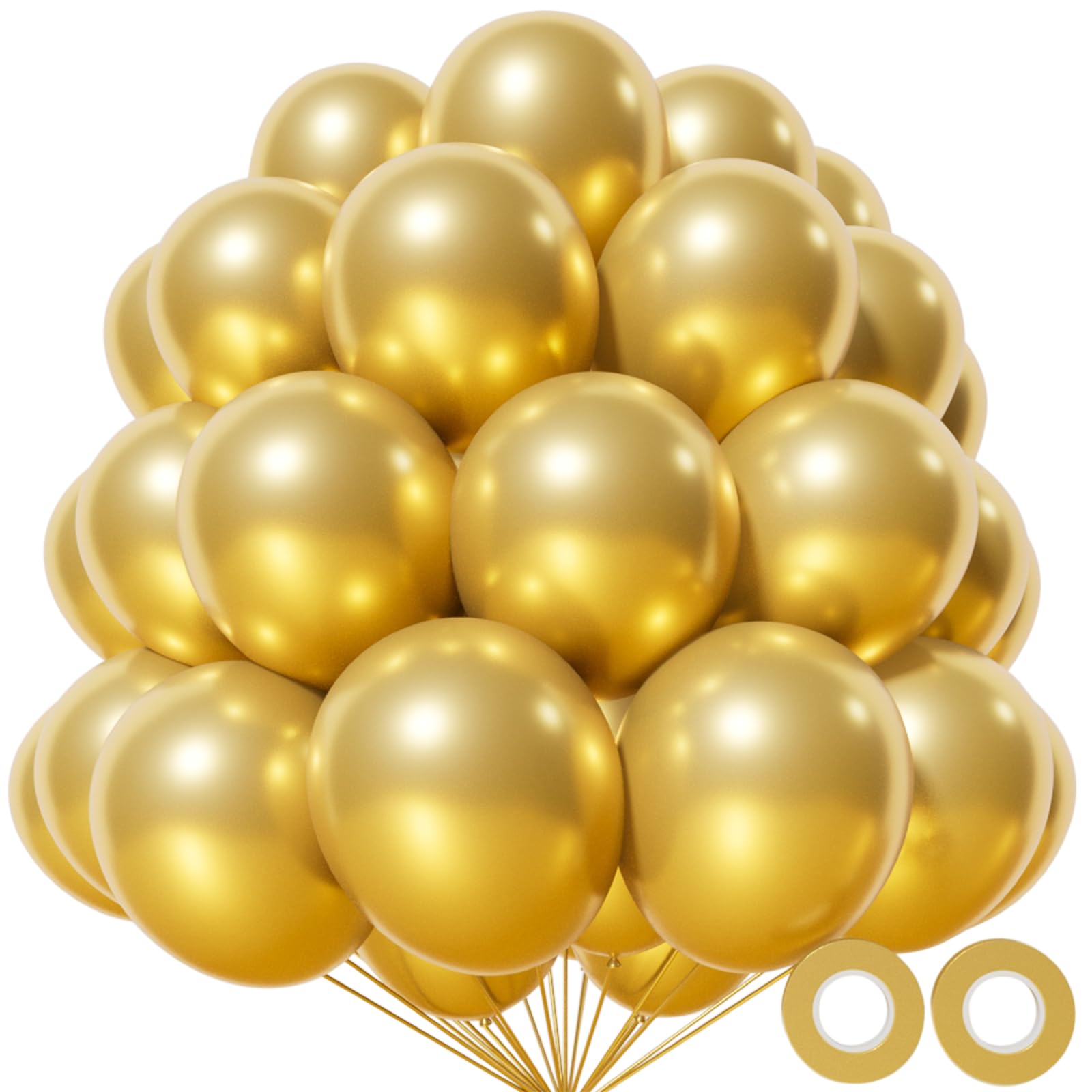 KAWKALSH Metallic Gold Balloons 12in – 110ct Latex for Luxe Events
