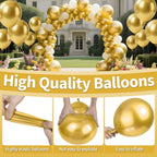KAWKALSH Metallic Gold Balloons 12in – 110ct Latex for Luxe Events