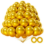 KAWKALSH Metallic Gold Balloons 5 Inch | 200pcs Latex Balloons with Ribbons for Party Decor