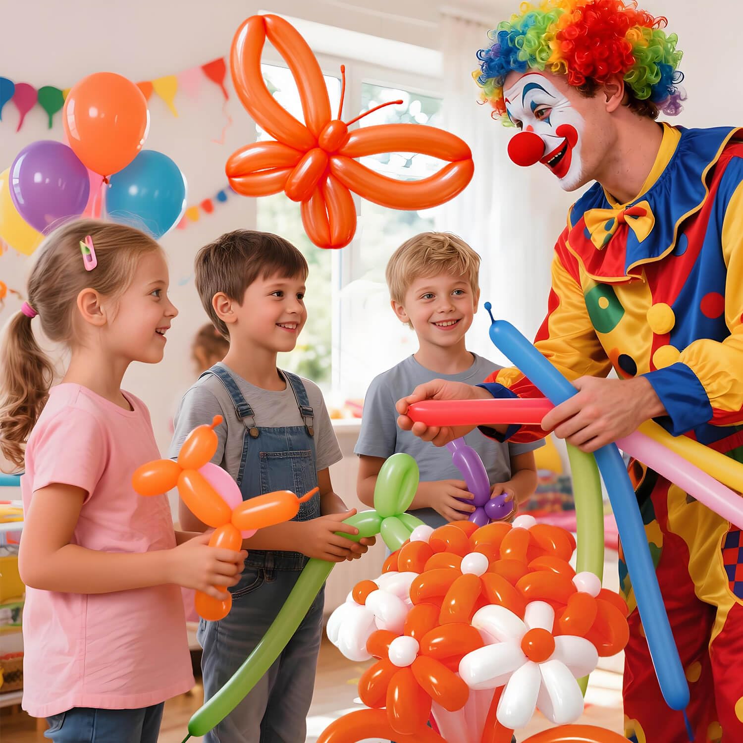 KAWKALSH 260 Orange Long Balloons – Thick Latex, 100pcs for Balloon Garlands & Animal Twists