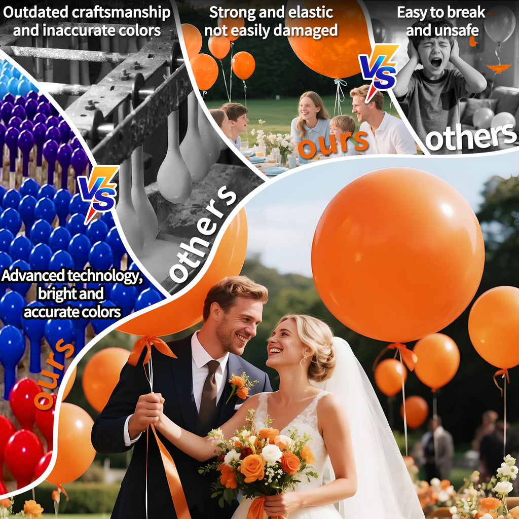KAWKALSH Orange Giant Balloons – 32pcs, 18in Heavy Duty Latex for Birthday, Wedding & Baby Shower