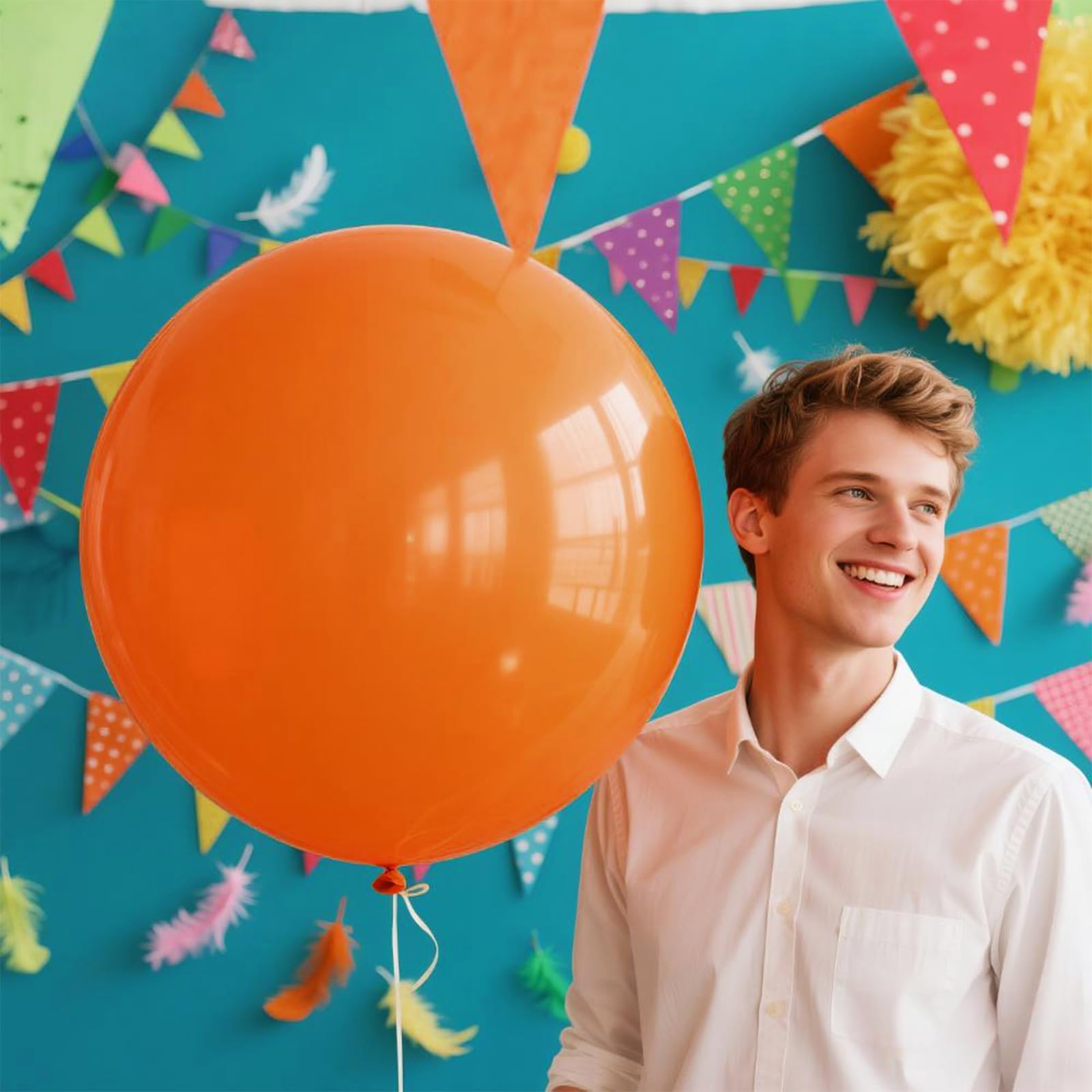 KAWKALSH Orange Giant Balloons – 32pcs, 18in Heavy Duty Latex for Birthday, Wedding & Baby Shower