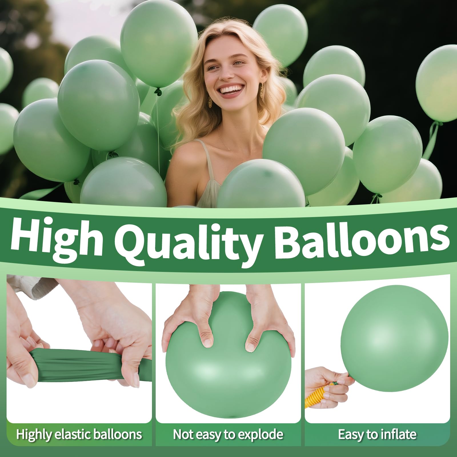 KAWKALSH 200pcs Sage Green Balloons 5 Inch – Mini Latex Balloons for Arch Garlands & Celebrations