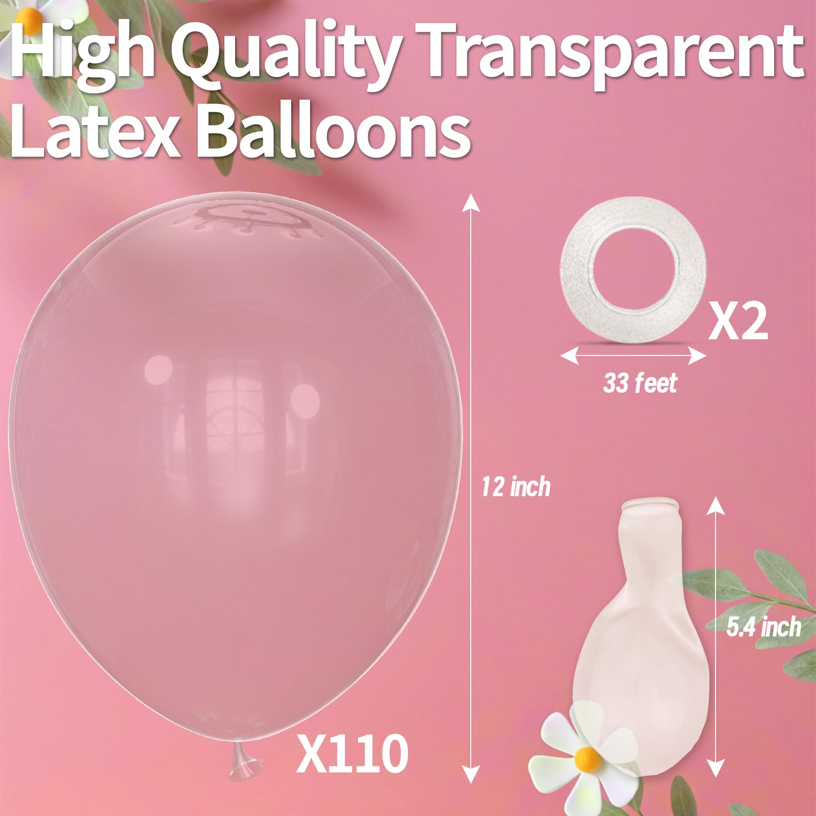 KAWKALSH Clear 12-Inch Latex Balloons – 110-Pack for Party Decor