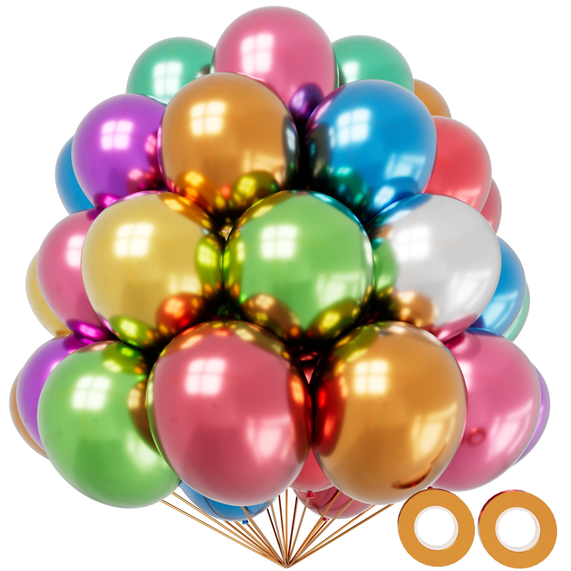 KAWKALSH 110-Pack 12-Inch Metallic Confetti Latex Balloons for Parties