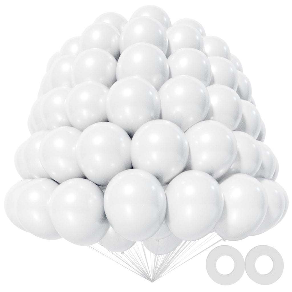 KAWKALSH 200pcs White 5-Inch Balloons – Mini Latex Party Decor for Birthdays & Showers