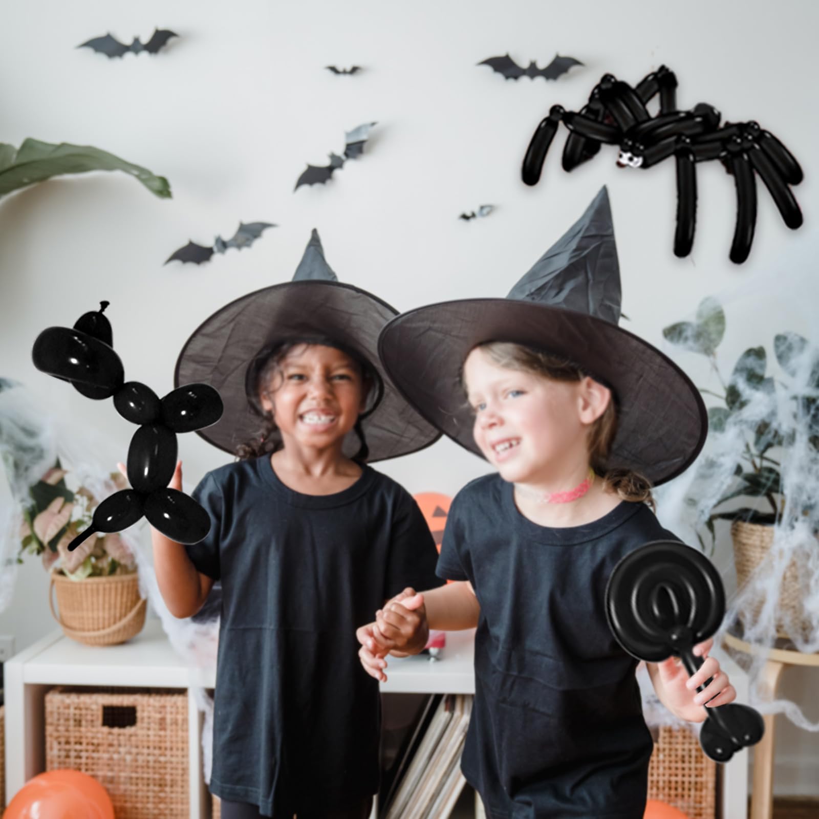 KAWKALSH 260 Black Long Balloons – Thick 20% Latex for Twisting & Party Decor (100pcs)