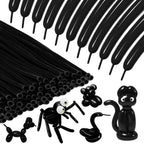 KAWKALSH 260 Black Long Balloons – Thick 20% Latex for Twisting & Party Decor (100pcs)