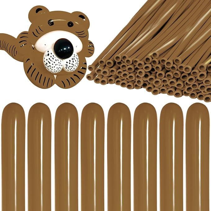 KAWKALSH 260 Coffee Brown Long Balloons – Thick, Elastic Natural Latex for Balloon Garlands & Animal Twists (100pcs)