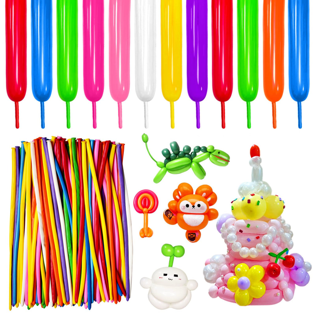 KAWKALSH 260 Long Balloons – 100pcs Premium Thick Skinny Latex for Animal Twists & Party Decor