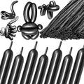 KAWKALSH 260 Metallic Black Long Balloons – Thick Natural Latex, 100pcs Balloon Twisting Kit