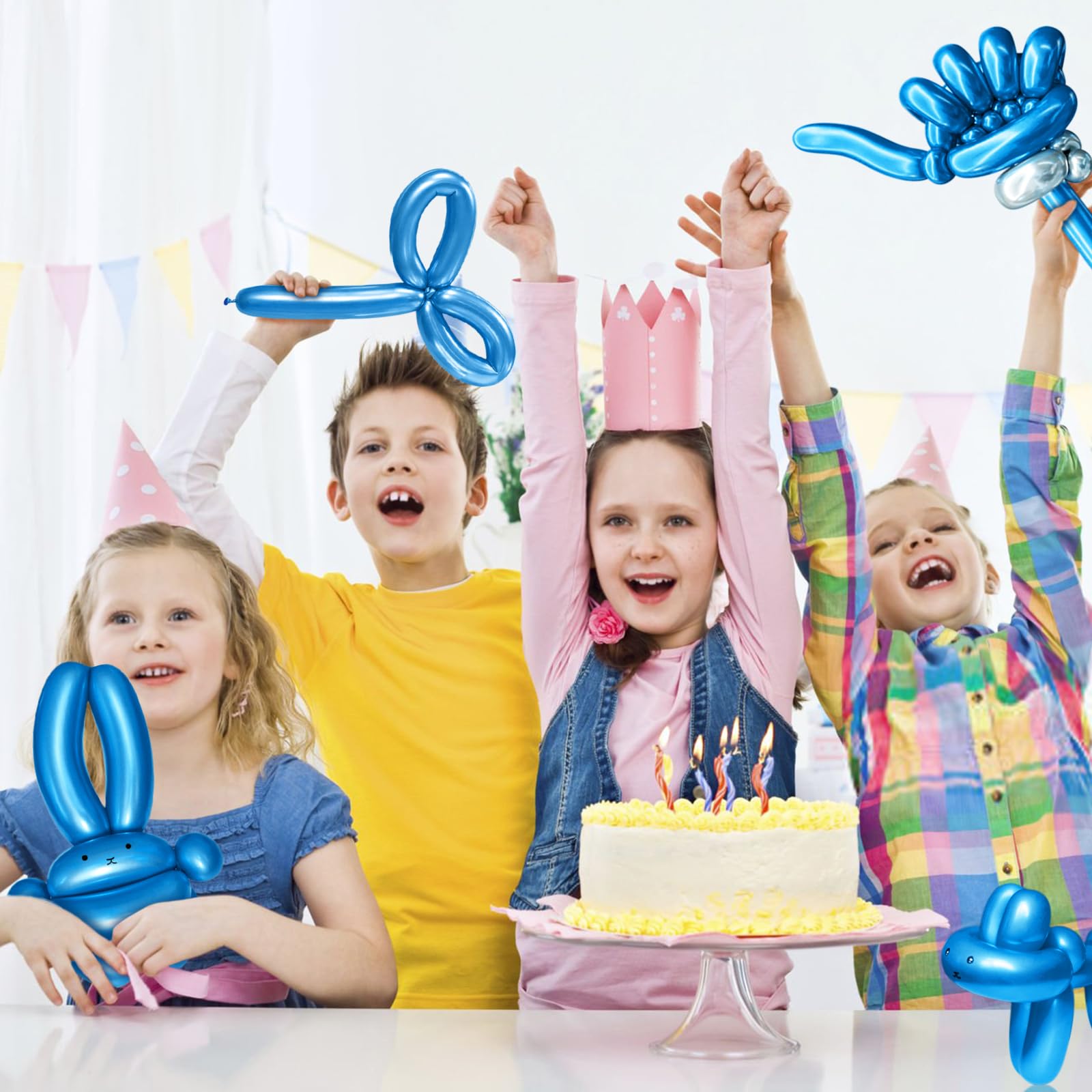 KAWKALSH 260 Metallic Blue Long Balloons – 100pcs, Premium Thick Latex for Balloon Twisting