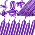 KAWKALSH 260 Metallic Purple Long Balloons – 100pcs Thick 20% Latex for Garlands & Twisting
