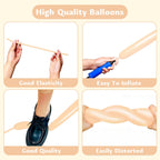 KAWKALSH 260 Nude Long Balloons – 100pc Thick-Latex Skinny Balloons for Creative Balloon Art