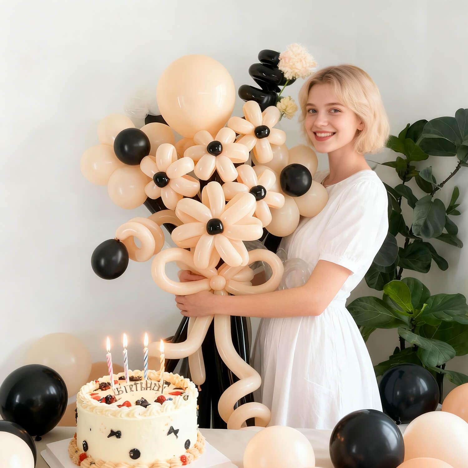 KAWKALSH 260 Nude Long Balloons – 100pc Thick-Latex Skinny Balloons for Creative Balloon Art
