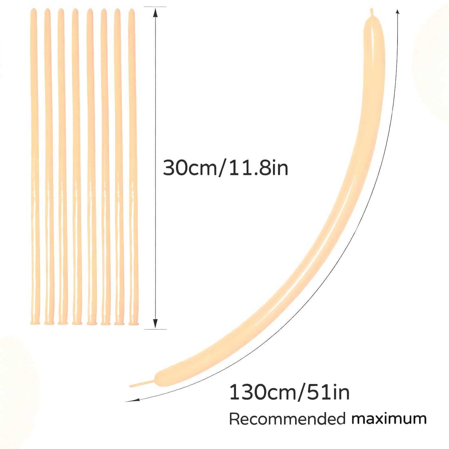 KAWKALSH 260 Nude Long Balloons – 100pc Thick-Latex Skinny Balloons for Creative Balloon Art