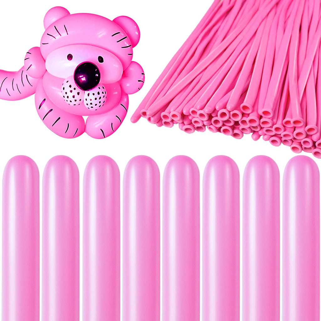 KAWKALSH 260 Pink Long Balloons – Thick 20% Latex, 100pcs for Balloon Animals & Party Decor