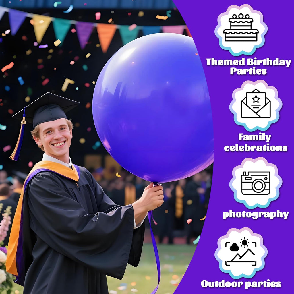 KAWKALSH Purple Big Balloons – 32ct, 18 Inch Giant Latex Balloons for Birthday, Wedding, Baby Shower