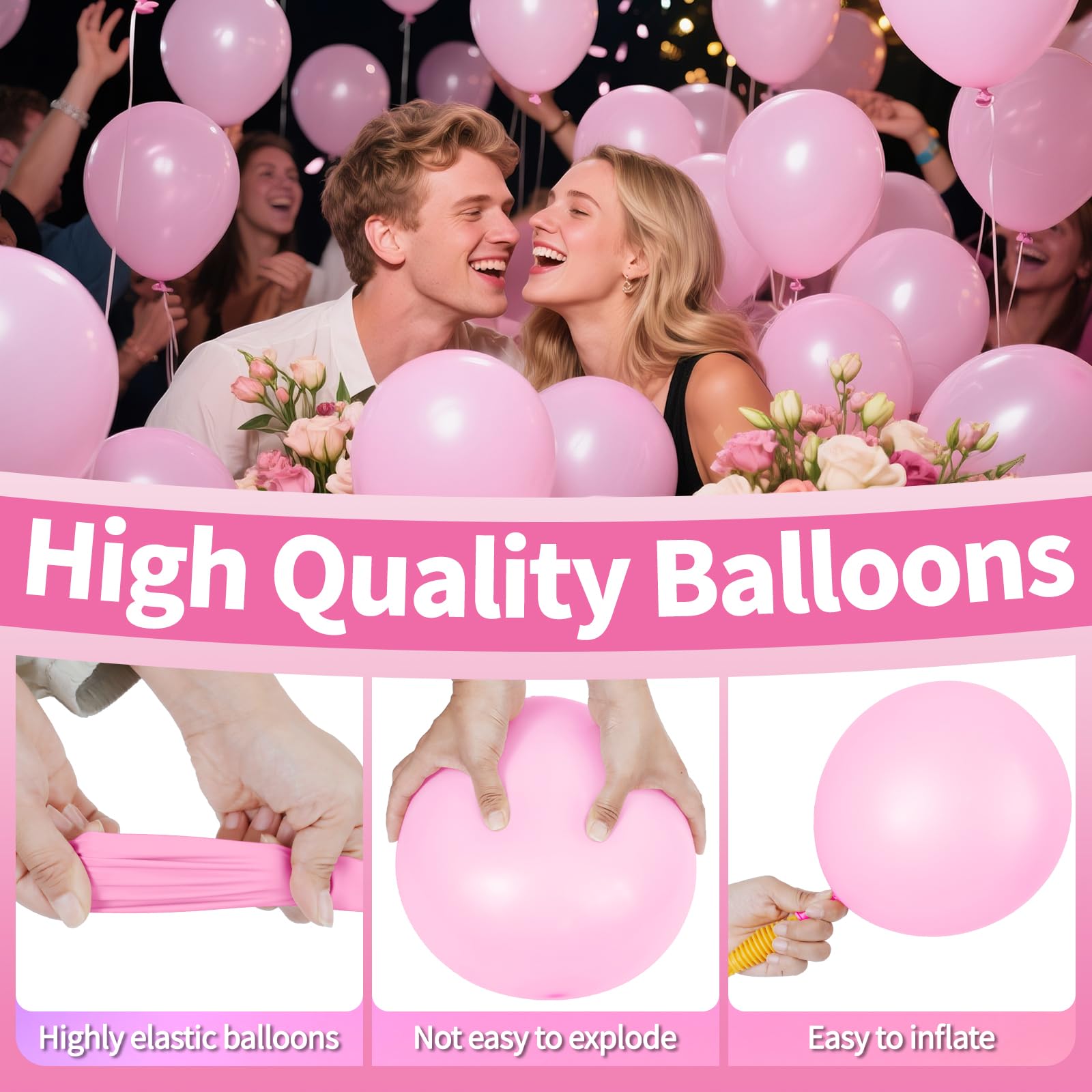 KAWKALSH 200pcs Light Pink Balloons 5 Inch – Mini Latex Party Balloons for Birthday, Baby Shower & More