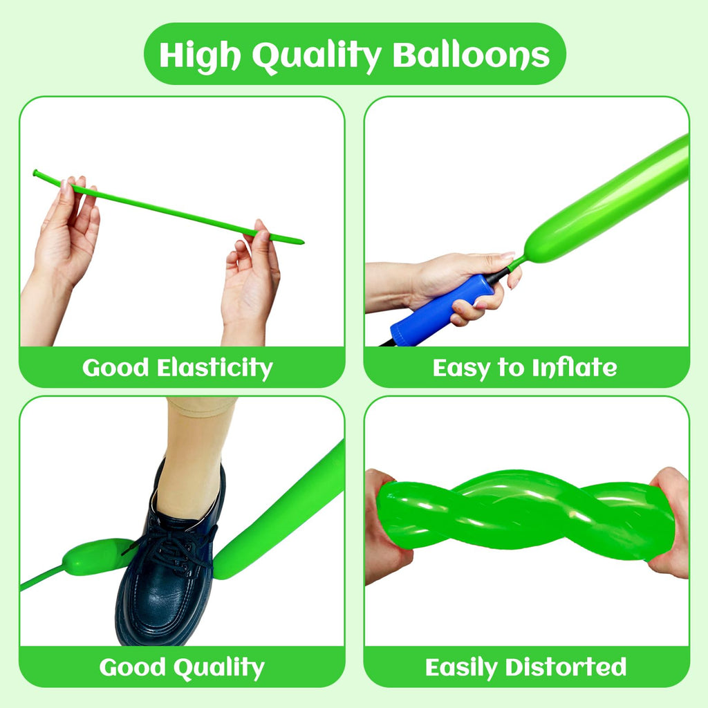 KAWKALSH 260 Long Balloons – 100pcs Premium Thick Skinny Latex for Animal Twists & Party Decor