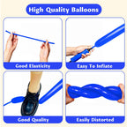 KAWKALSH 260 Blue Long Balloons – Thick, Durable Skinny Latex for Animal Twisting (100 pcs)