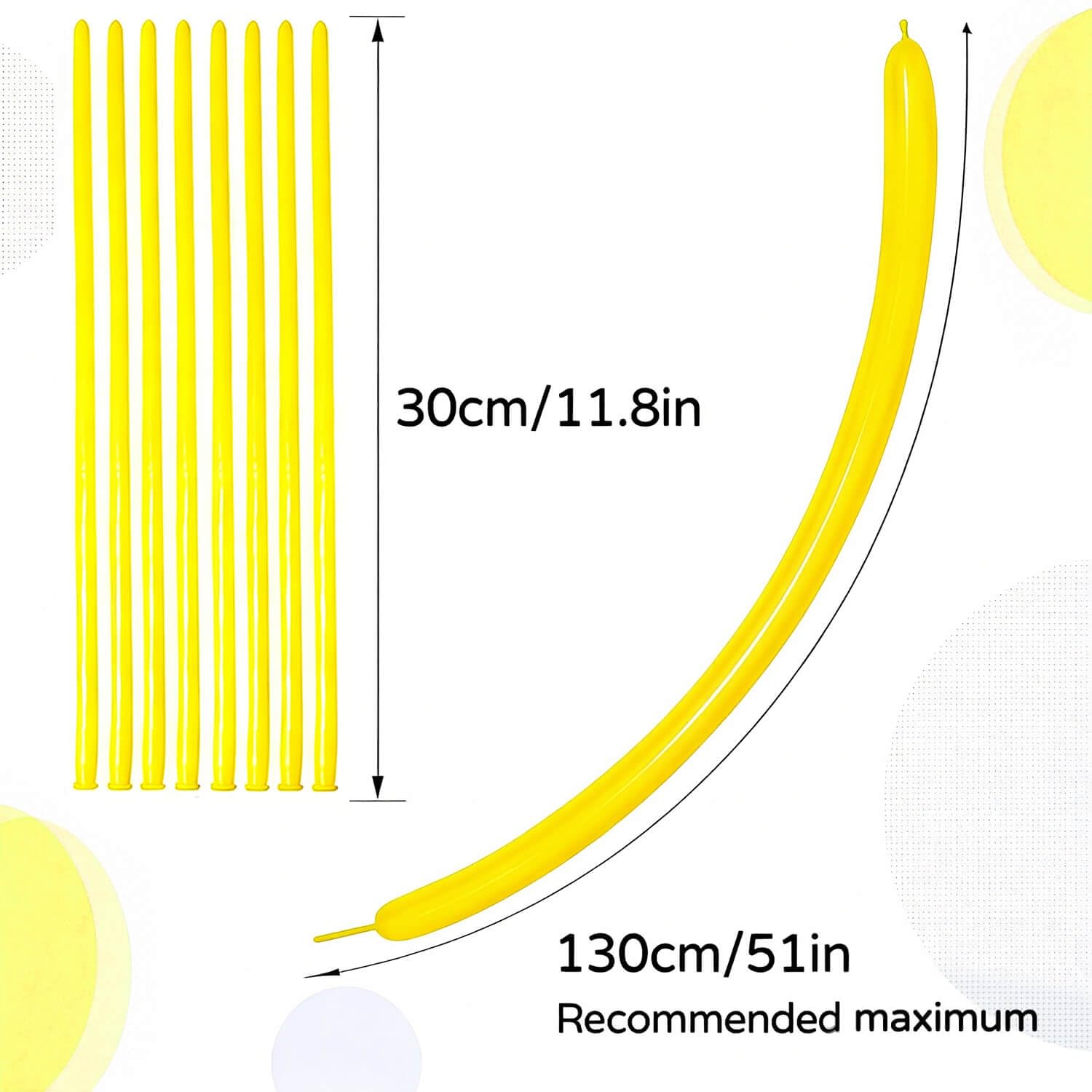 KAWKALSH 260 Yellow Long Balloons – Thickened Skinny Latex for Balloon Art (100pc)
