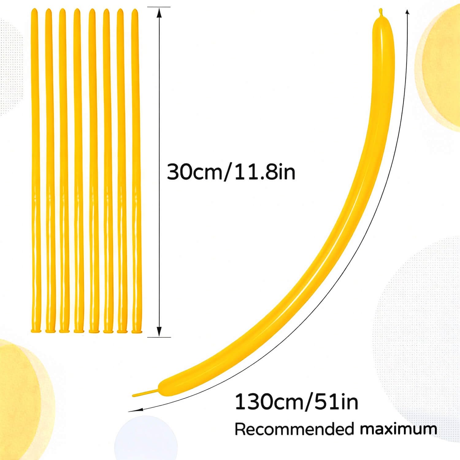 KAWKALSH 260 Lemon Yellow Long Balloons – 100pc Twisting Kit for Party Decor