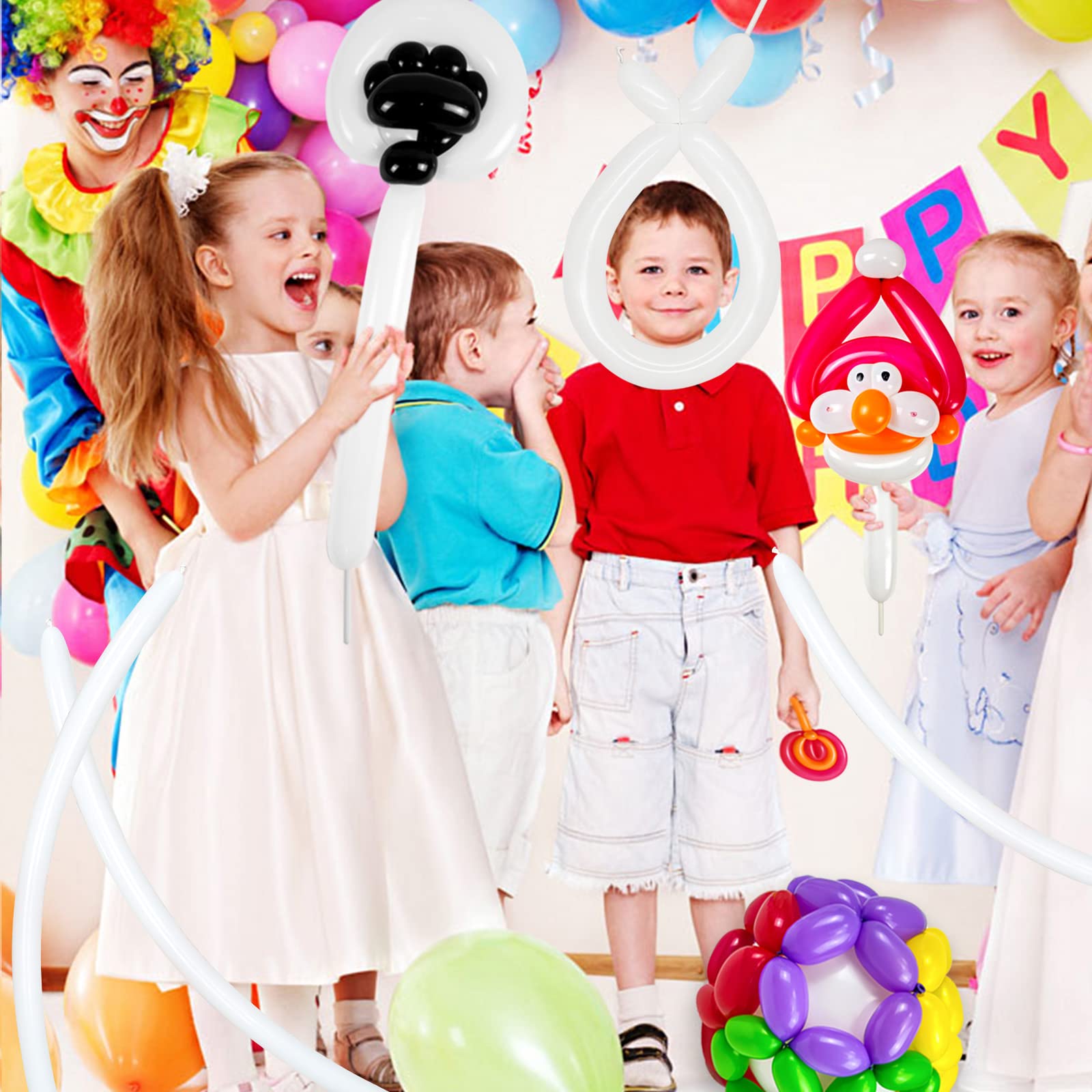 KAWKALSH 260 Balloons White – Thick Latex Twist Balloons for Animal Shapes, 100pcs