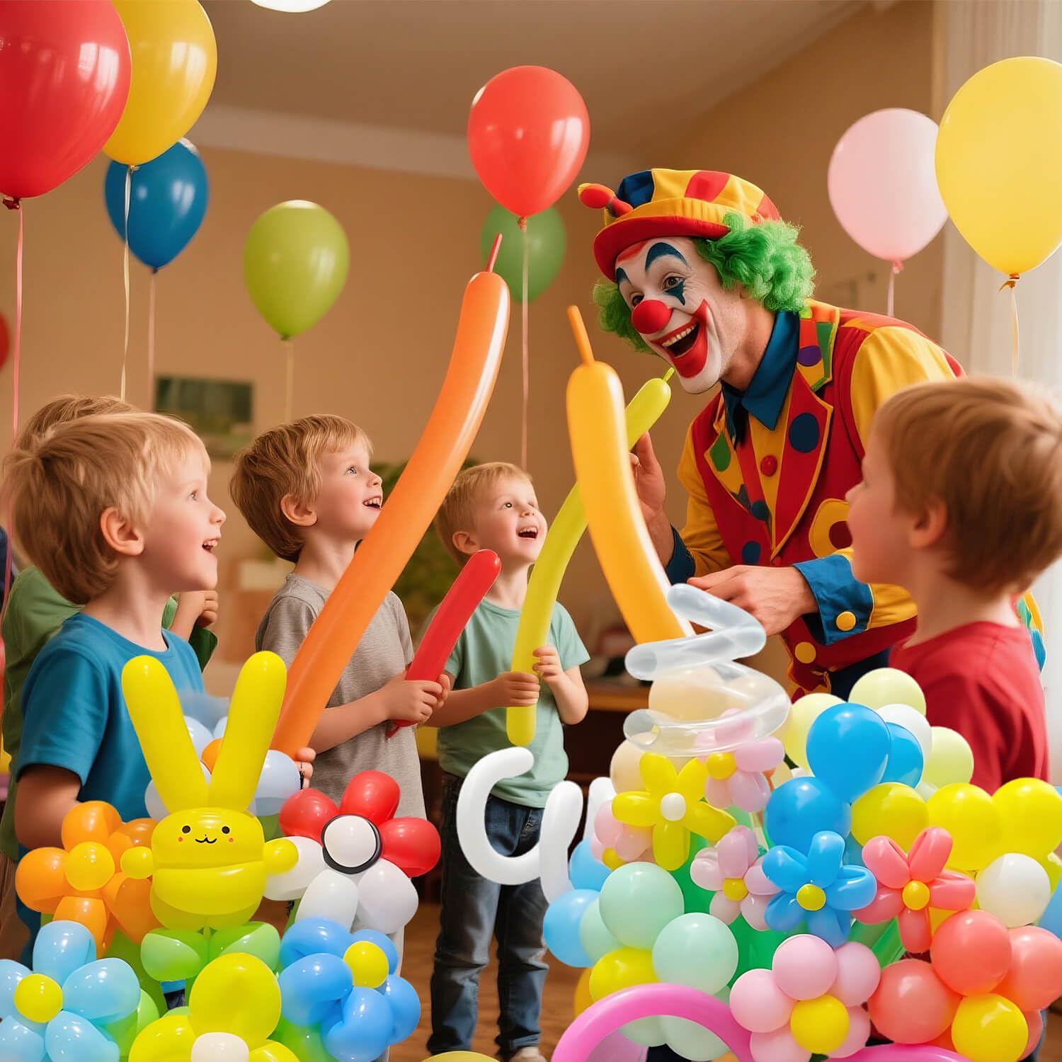 KAWKALSH 260 Yellow Long Balloons – Thickened Skinny Latex for Balloon Art (100pc)