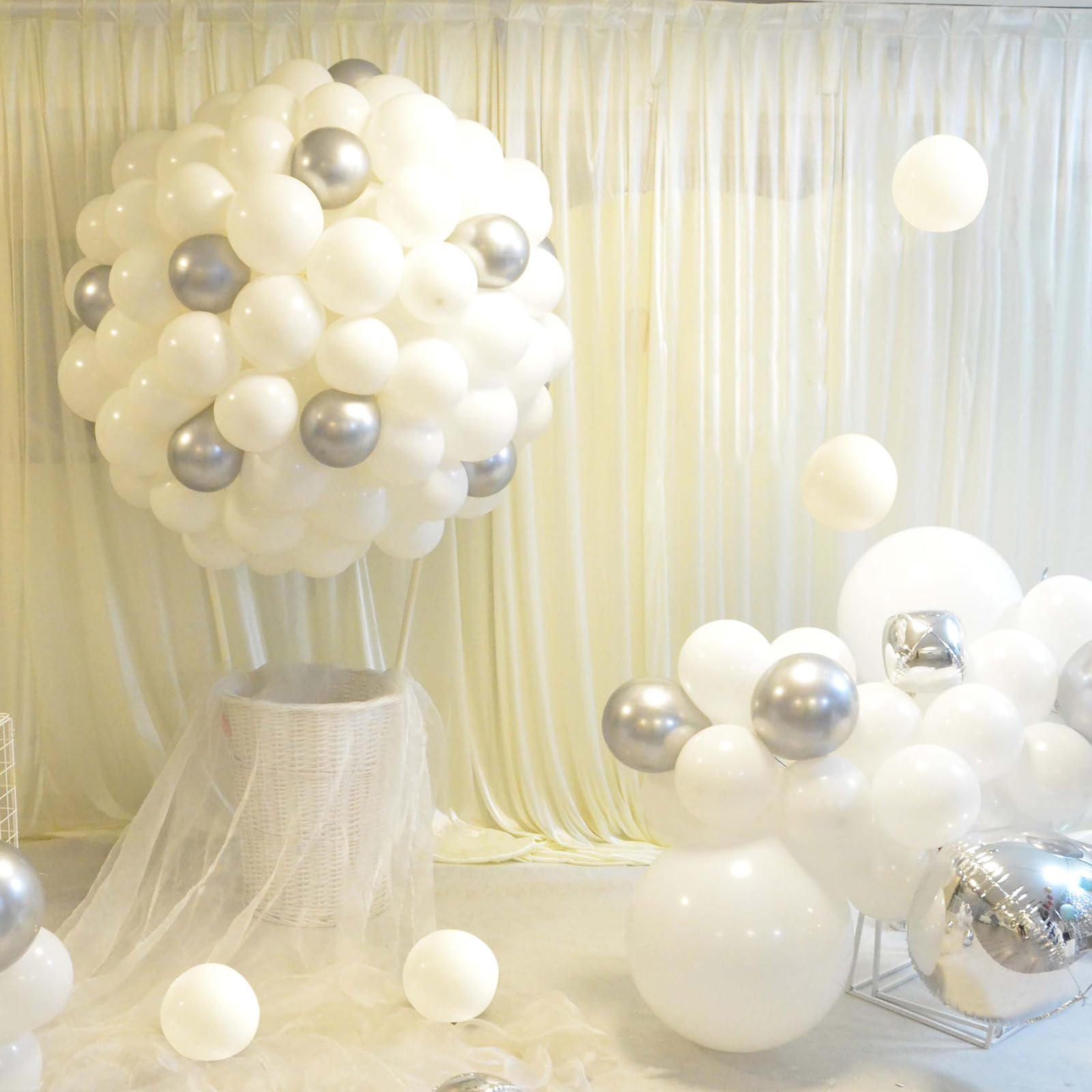 KAWKALSH 200pcs White 5-Inch Balloons – Mini Latex Party Decor for Birthdays & Showers