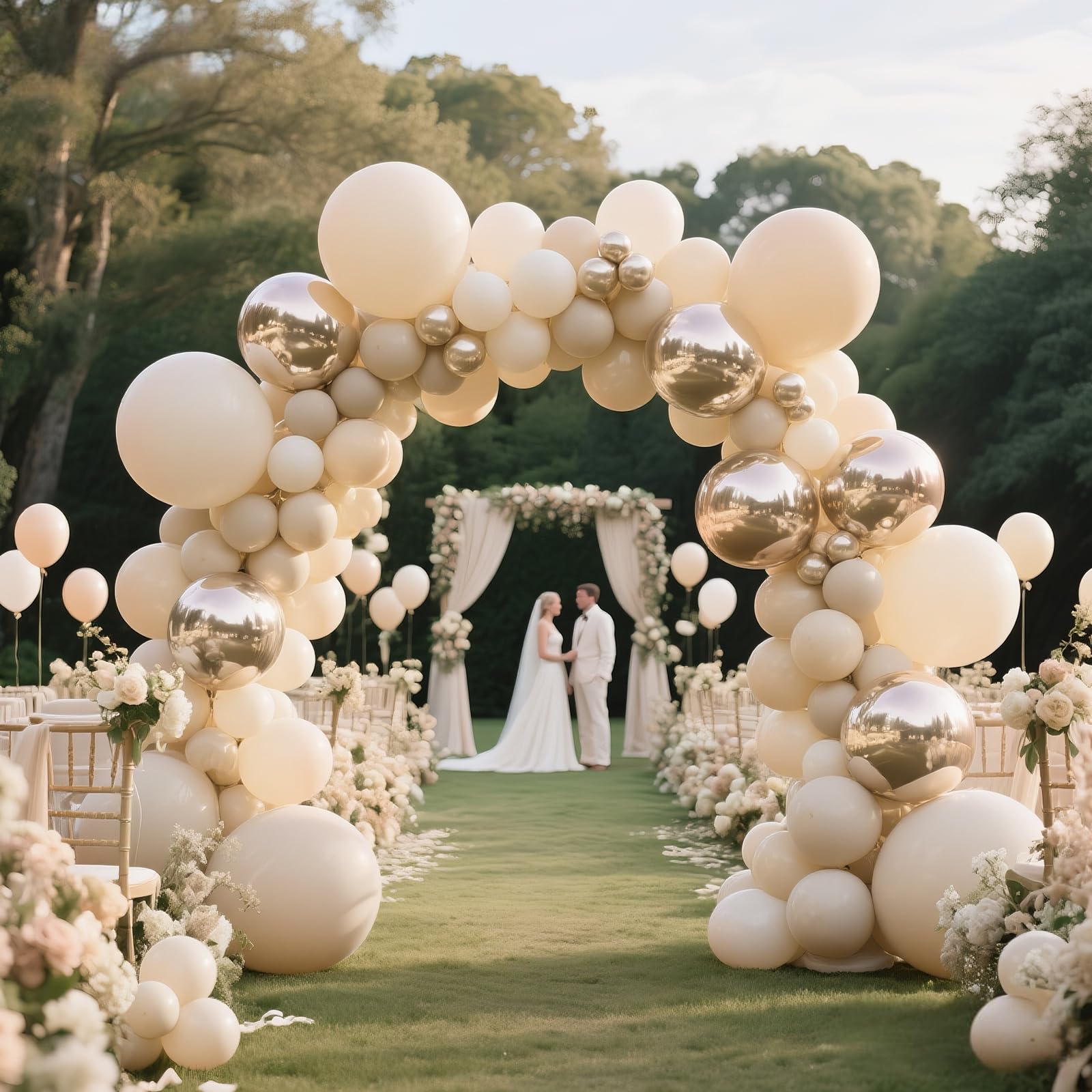KAWKALSH 200pcs Sand White Balloons 5 Inch – Latex Party Balloons for Arch Garlands