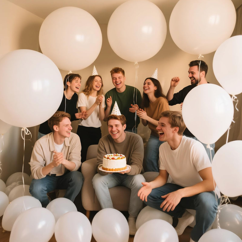 KAWKALSH White Giant Balloons – 32 Pack, 18 Inch | Heavy-Duty Latex for Birthday, Wedding, Baby Shower