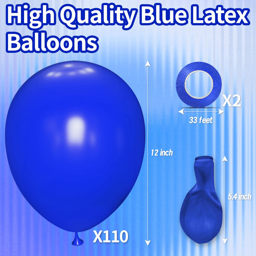 KAWKALSH Blue 12-Inch Thickened Latex Balloons – 110-Pack for Weddings & Events