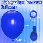 KAWKALSH Blue 12-Inch Thickened Latex Balloons – 110-Pack for Weddings & Events