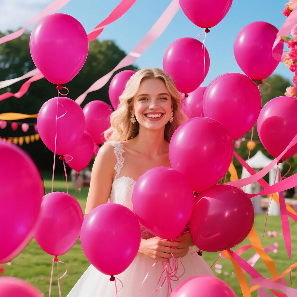 KAWKALSH 200pcs Hot Pink Balloons 5-Inch – Party Decor, Balloon Garland & Arch