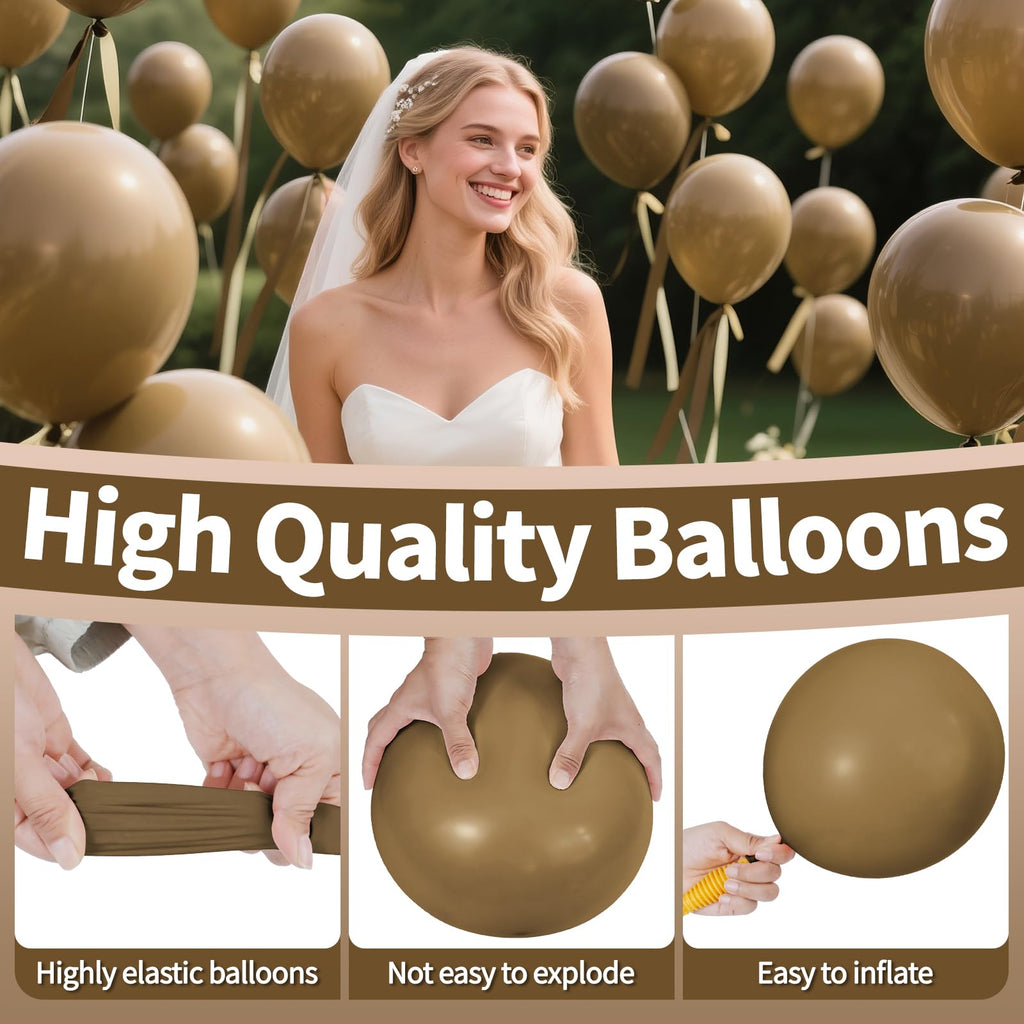 KAWKALSH 200pcs Brown 5-Inch Latex Balloons for Party Garlands and Arch Decorations