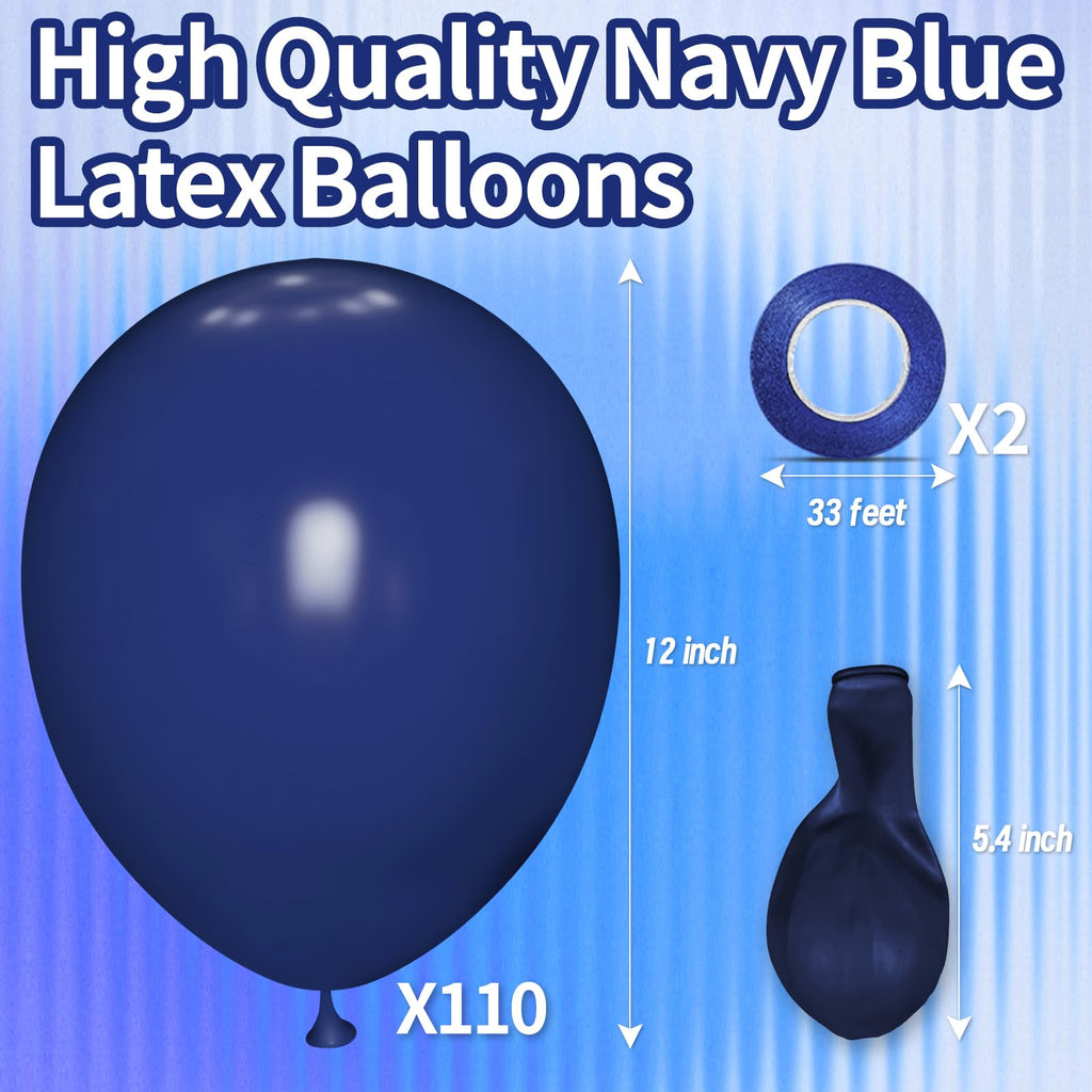 KAWKALSH Navy Blue 110pc 12in Latex Balloons – Durable, Non-Toxic Party Decor