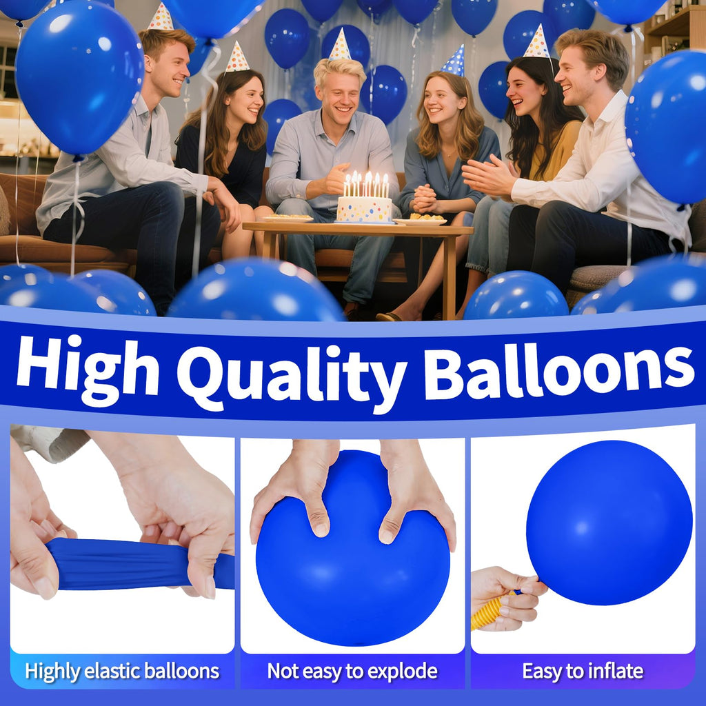 KAWKALSH Blue 12-Inch Thickened Latex Balloons – 110-Pack for Weddings & Events