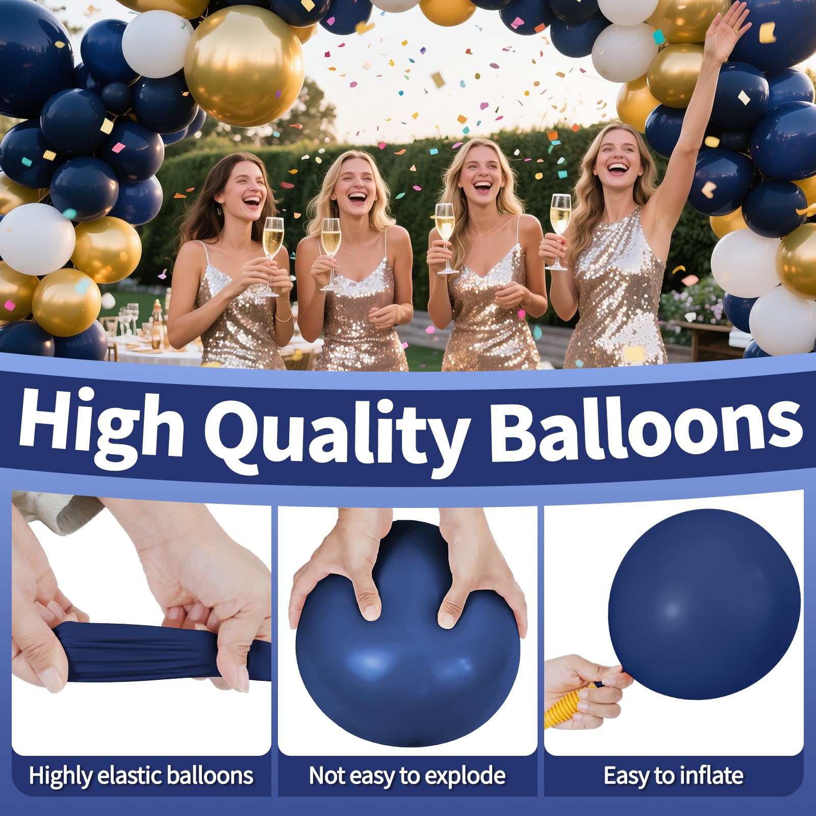 KAWKALSH Navy Blue 110pc 12in Latex Balloons – Durable, Non-Toxic Party Decor