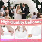 KAWKALSH White Balloon 110pcs – 12-Inch Thickened Latex Balloons for Weddings & Parties