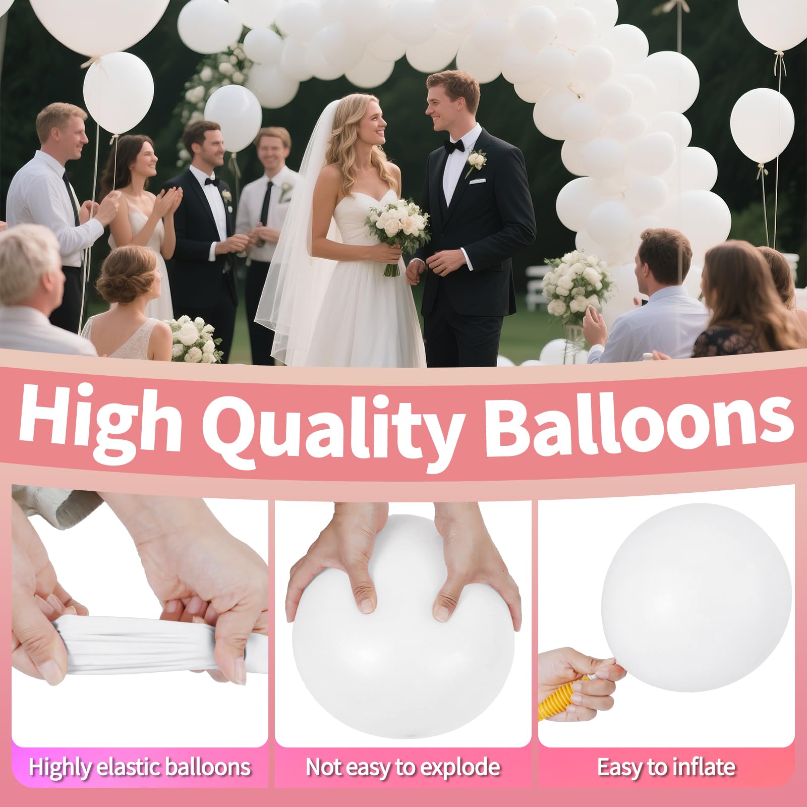 KAWKALSH White Balloon 110pcs – 12-Inch Thickened Latex Balloons for Weddings & Parties