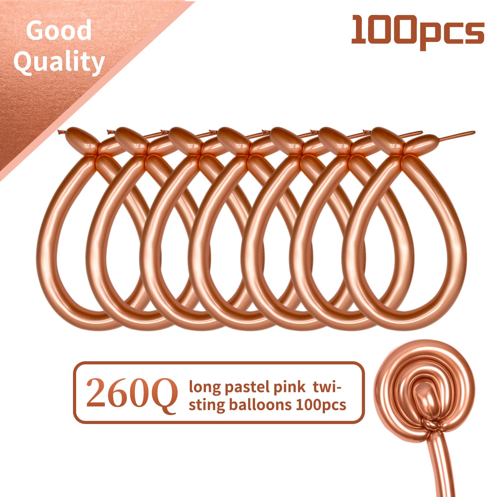 KAWKALSH 260 Metallic Champagne Gold Long Balloons – 100pc for Balloon Garlands & DIY Animal Figures